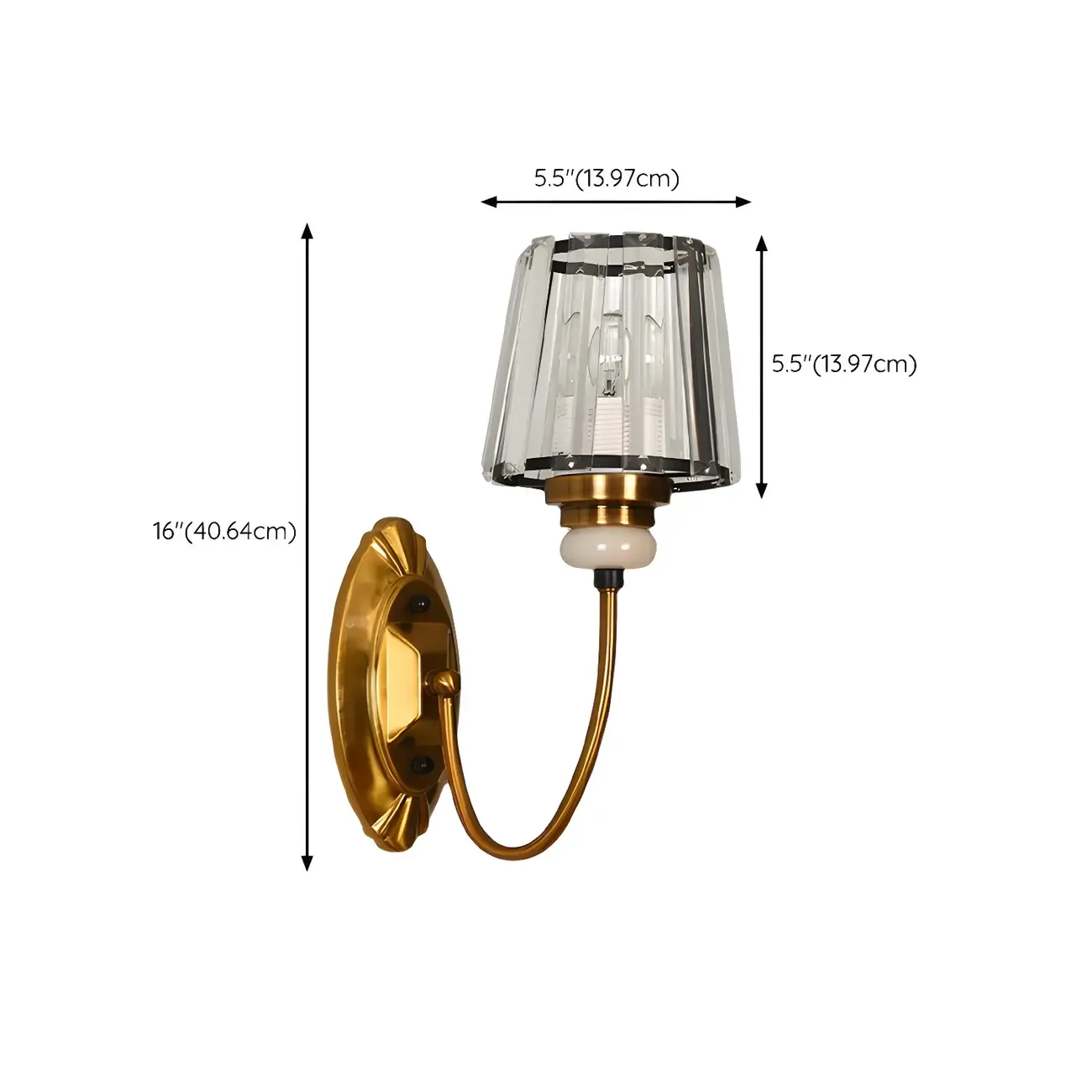 Elegant Brass Wall Sconce with Crystal Shade