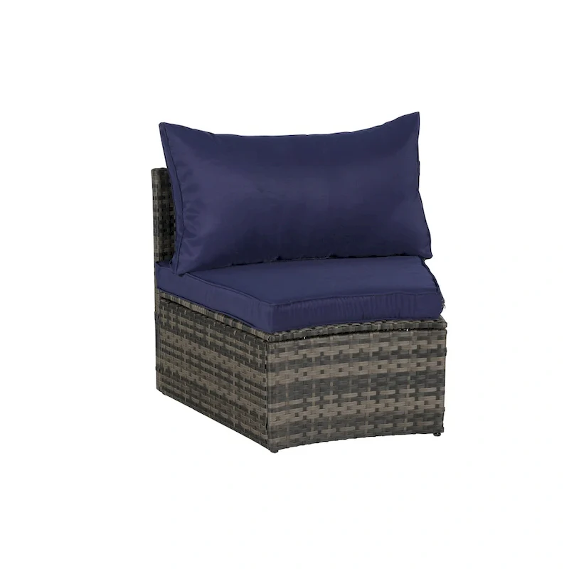 7-Piece Half-Moon Sectional Sofa Set with Glass Table