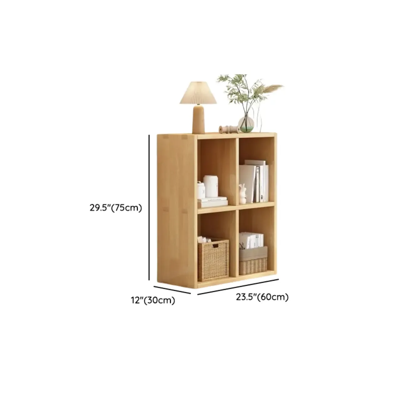 Modern Oak Bookcase Spacious Shelves Multi-Cabinets