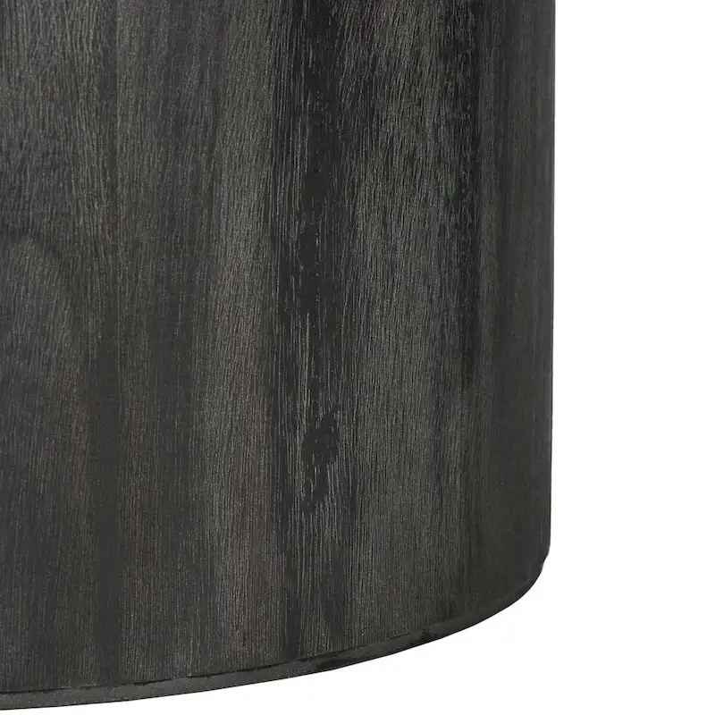 Round Pedestal Coffee Table – Natural / Dark Oak / Black / Black & White Wash, Farmhouse Style