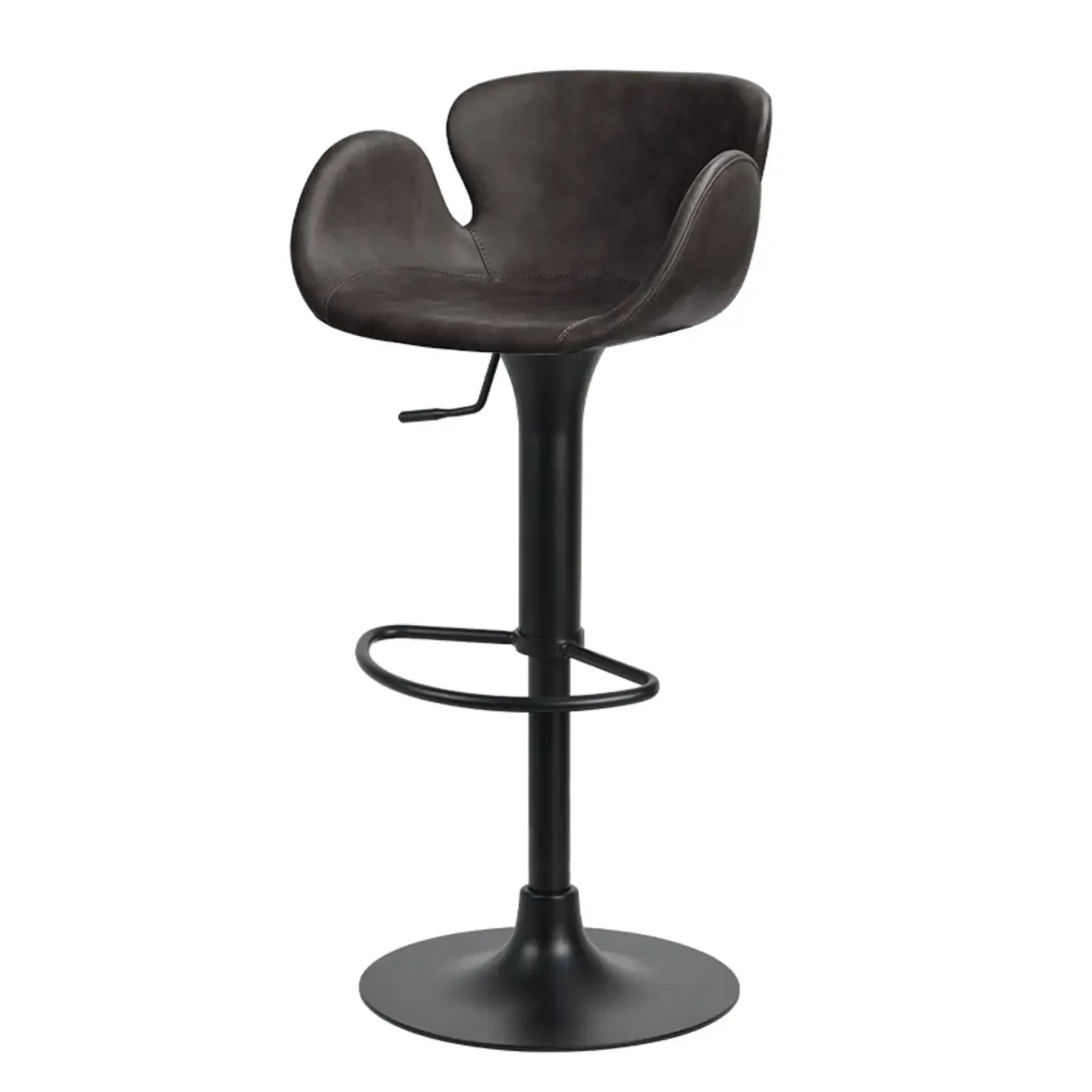 Adjustable Height Swivel Distressed Leather Bar Stools with Back
