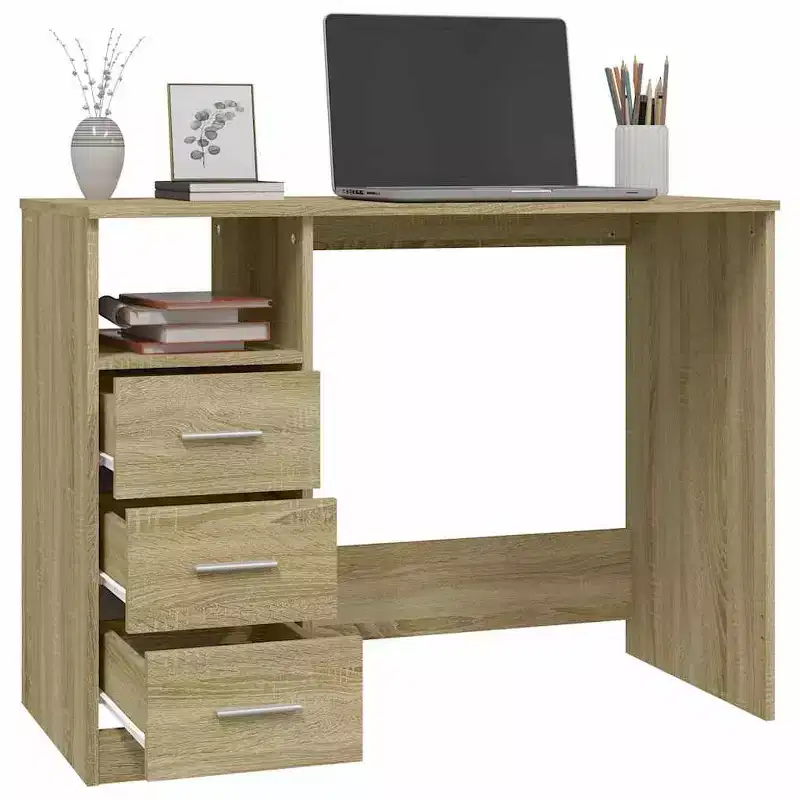 vidaXL Desk White Engineered wood 40.2 in x 19.7 in x 29.9 in Desk