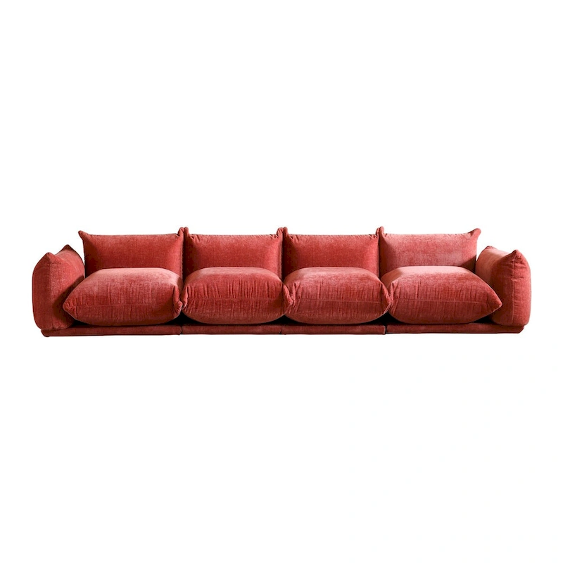 Mid-Century Modern Large 4 Seater Couch, Chenille Sectional Sofa 4 Seats Modular Couches with Thick Cushion