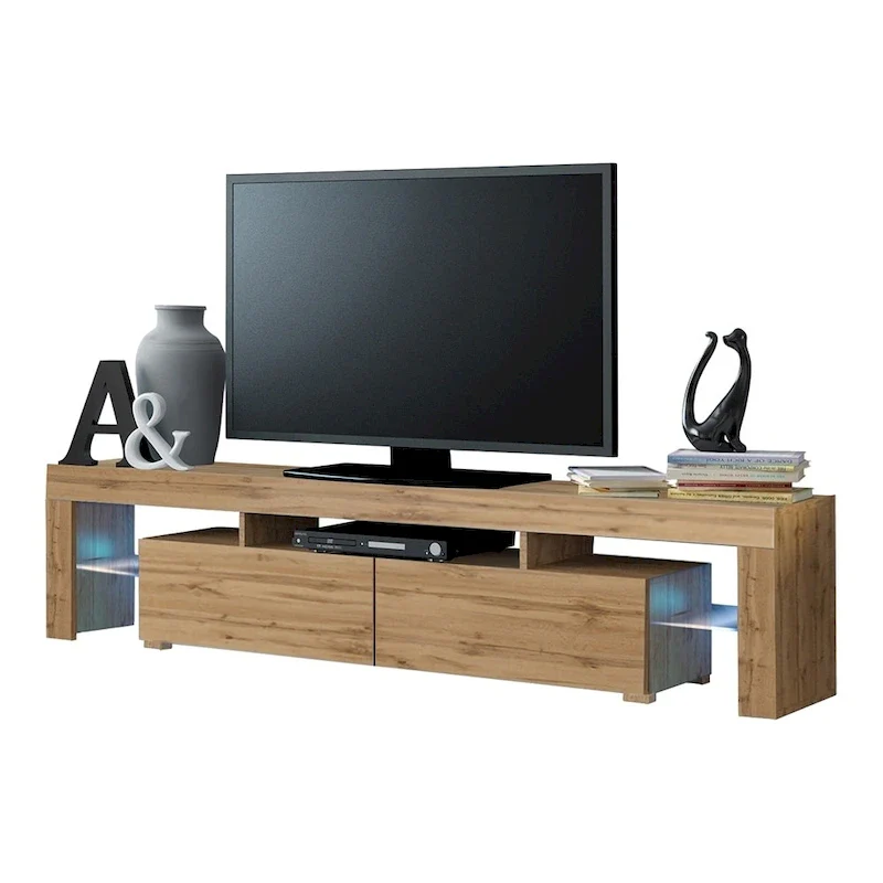 White 79-Inch TV Stand with LED Lights