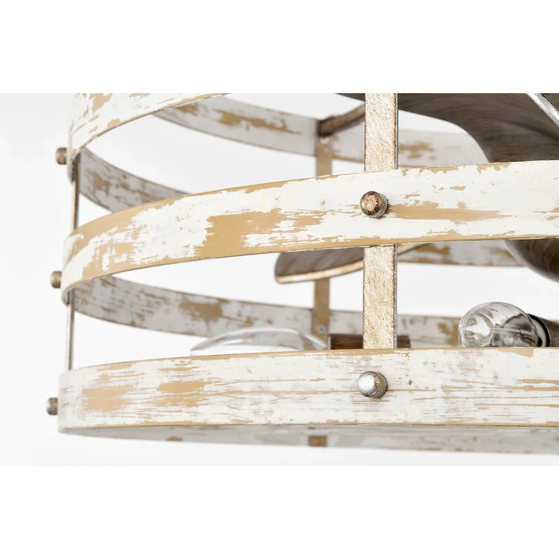 Ketill 24-inch Antique Silver and Weathered White 6 Lights 3 Blades Lighted Ceiling Fan with Remote