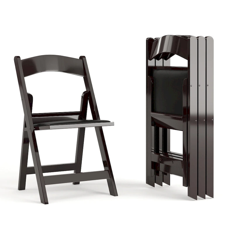 Lightweight Resin Folding Chairs with Vinyl Seats (Set of 4)
