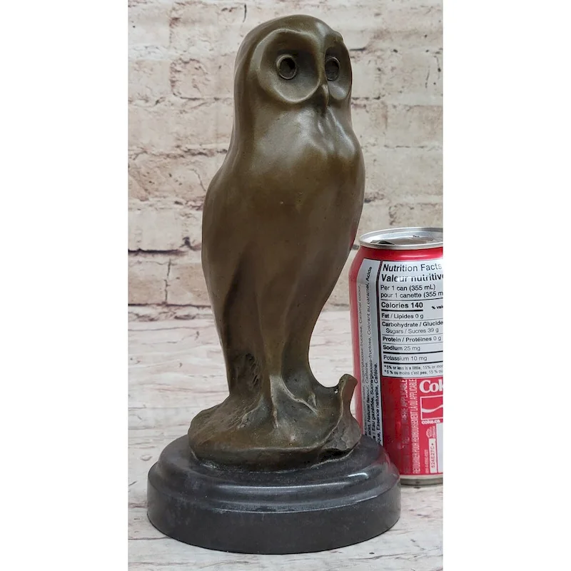 Bronze Metal Owl Bird Sculpture Statue Figure Original Art By Milo On Marble Base