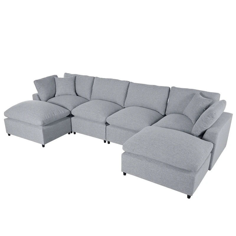 Merax Modern Large U-Shape Sectional Sofa, 2 Large Chaise with Removable Ottomans