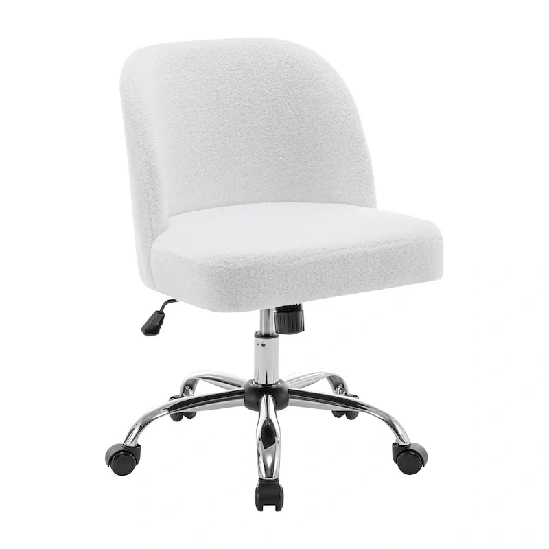 Peli Sherpa Fabric Armless Office Chair with Steel Roller Casters