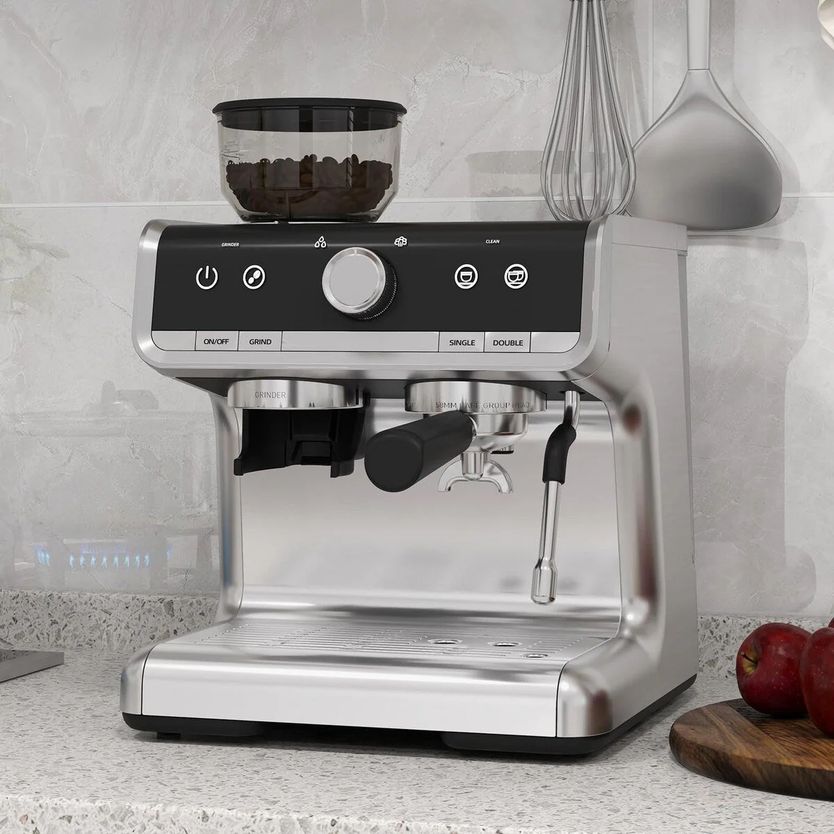 Espresso Coffee Maker, with Grinder, 2.8 L Water Tank