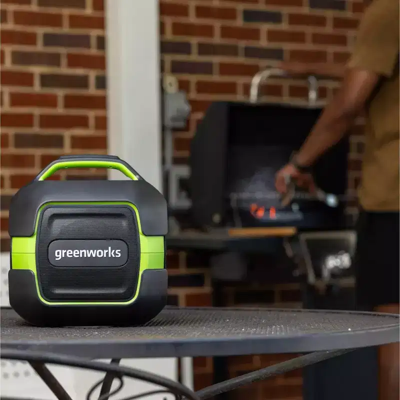 Greenworks POWERALL 24V Outdoor Bluetooth Portable Speaker with 2Ah Battery and Charger Green