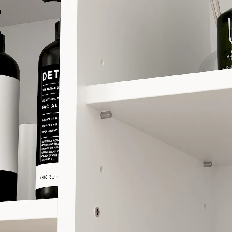 Elegant White Buffet Cabinet with Rotating Drawers Laundry Cabinet