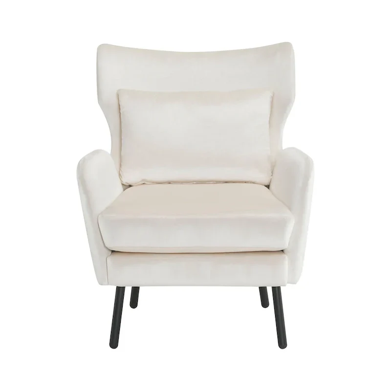 Velvet Wing Back Accent Chair - Single Seat with Pillow