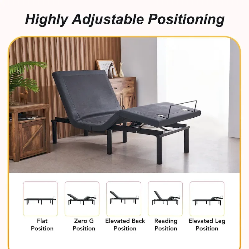 Massaging Zero Gravity Adjustable Bed with Wireless Remote and Underbed Lighting