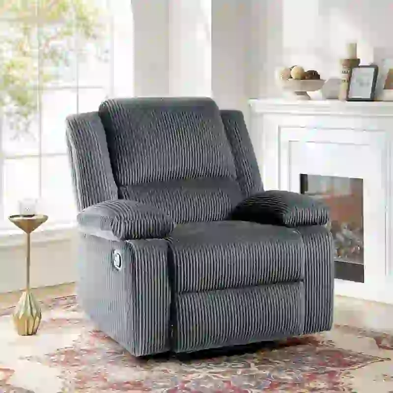 Vegan Leather Upholstered Push Back Manual Recliner Chair