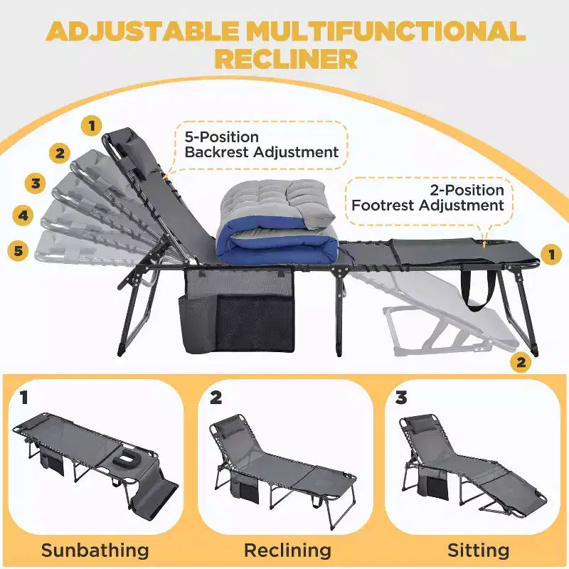Yaheetech Folding Chair with Removable Padded Cushion and 5 Adjustable Position