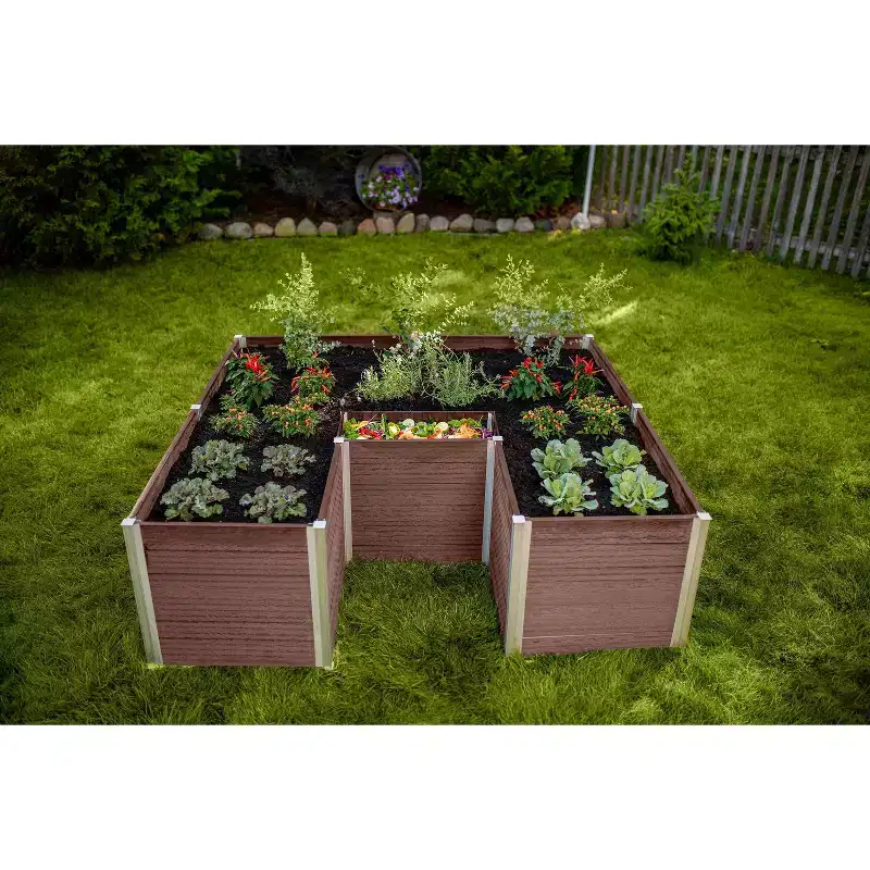 Vita 72"x72" Vinyl Urbana Keyhole Raised Garden Bed Espresso: UV & Weather-Resistant