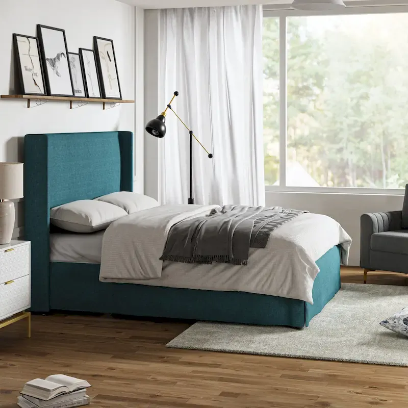 Louise Traditional Washable Slipcover Bed Upholstered Metal by HULALA HOME