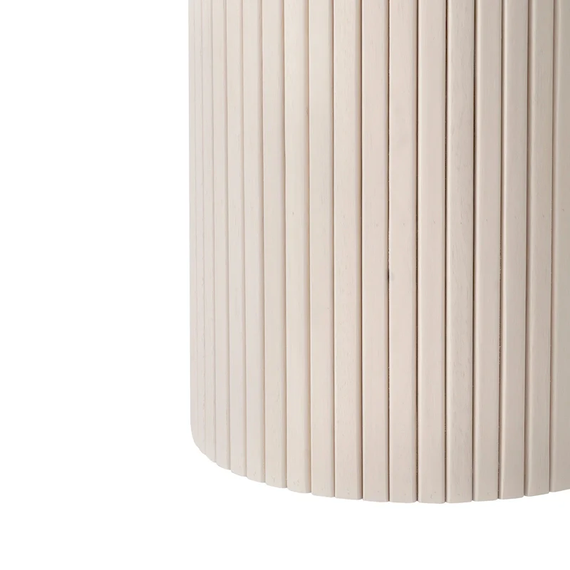 Round Wood End Table Fluted Pedestal Side Table