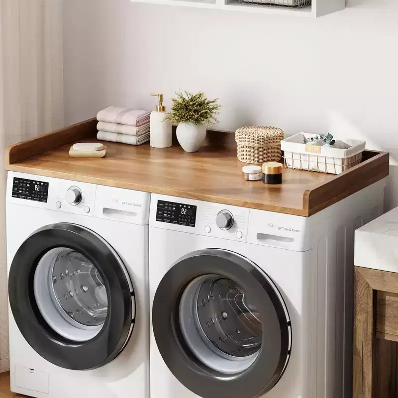Washer Dryer Countertop, Countertop for Washer and Dryer with Non-Slip Pads and Round Corner Edge Rails, 54.3 x 27.6, Laundry Room Organization