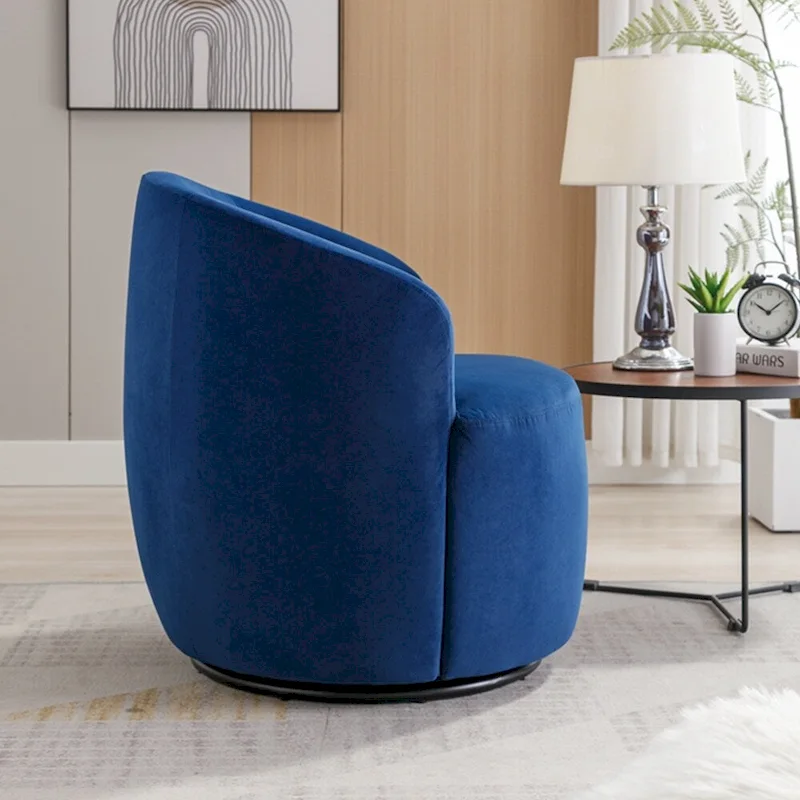 Velvet Swivel Accent Armchair Barrel Chair With Powder Coating Ring