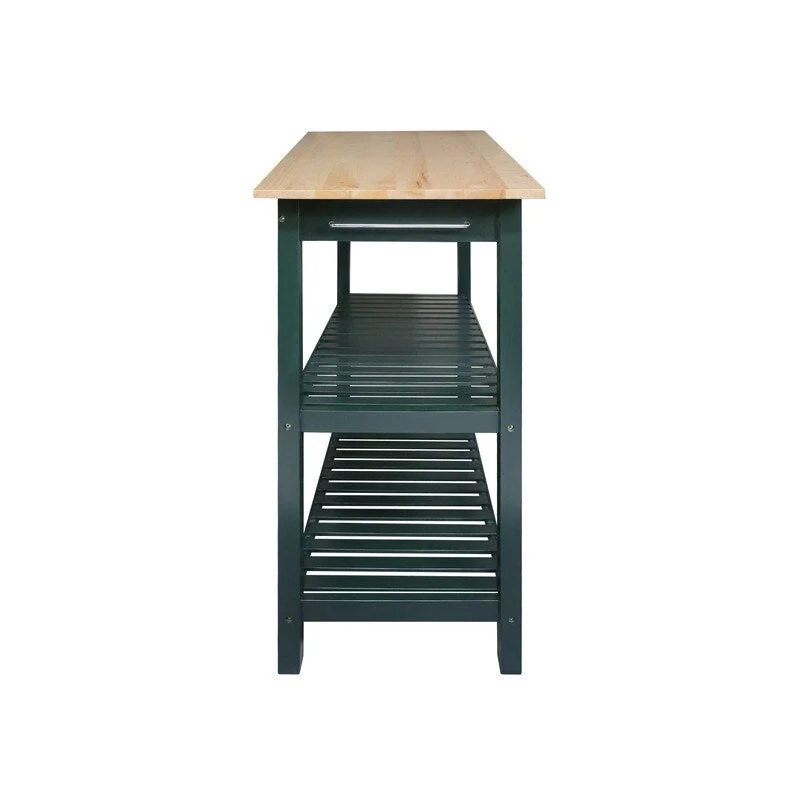 2-shelf Natural Solid Wood Top Kitchen Island - N/A