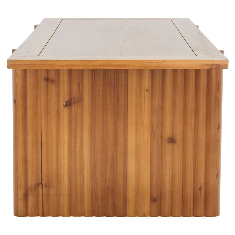 Rectangular Coffee Table with Fluted Sawhorse Frame