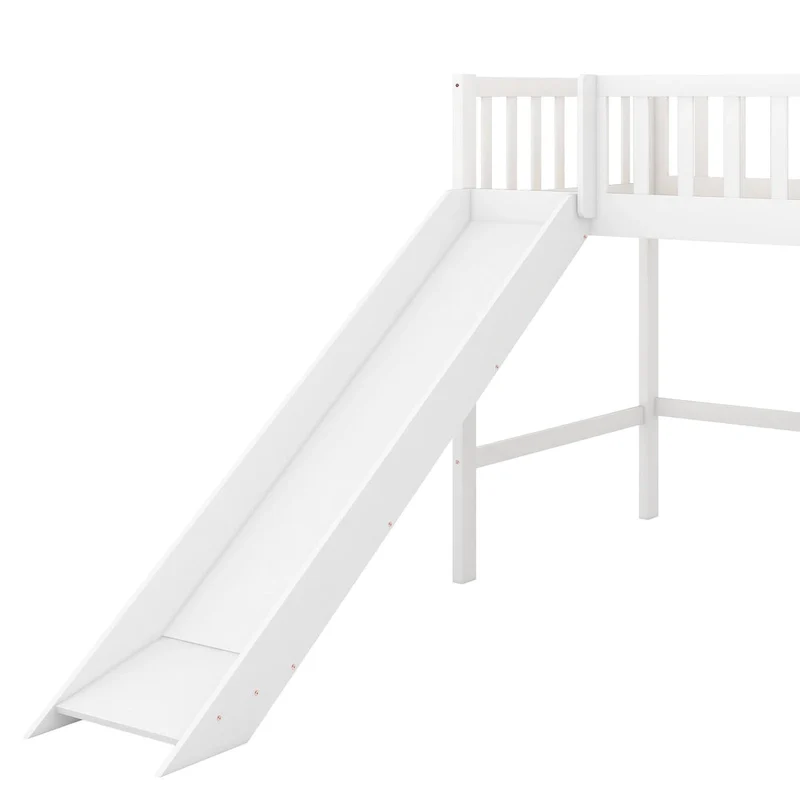 Pine Low Loft Bed with Slide