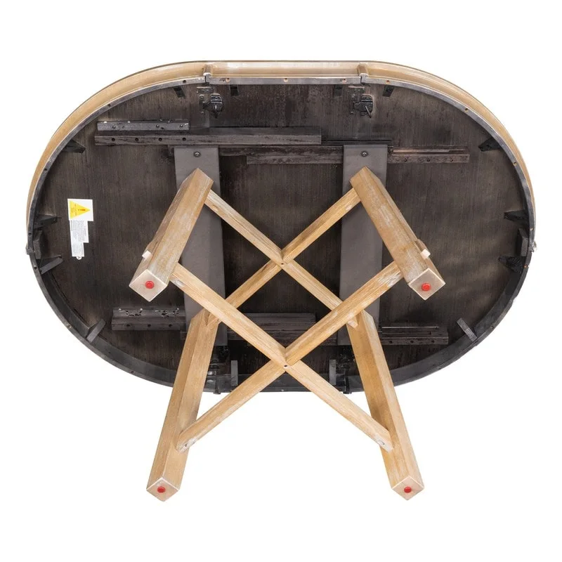 Farmhouse Round Extendable Dining Table with 16 Leaf Wood