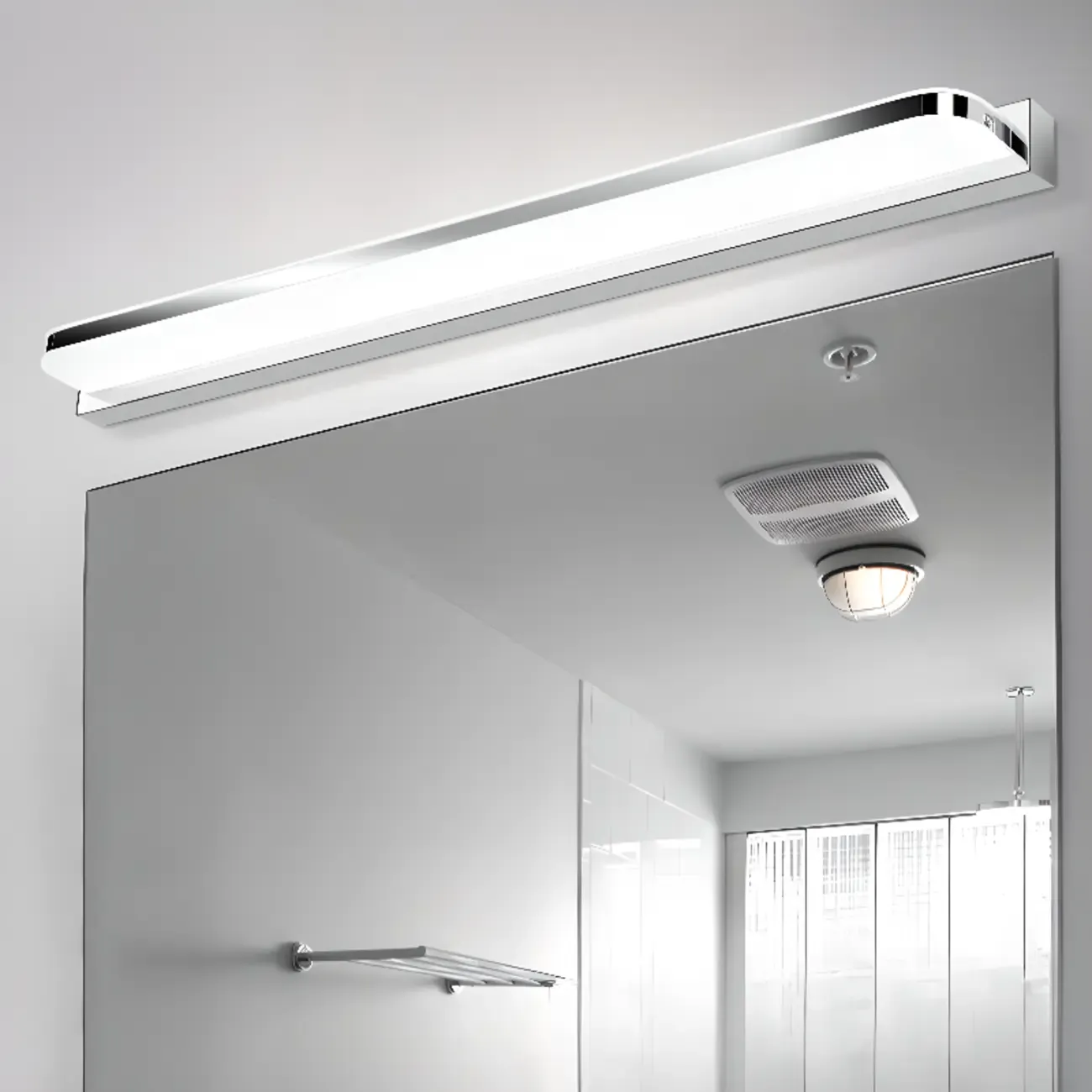 Modern Geometric Vanity Light with White Shade for Bathroom