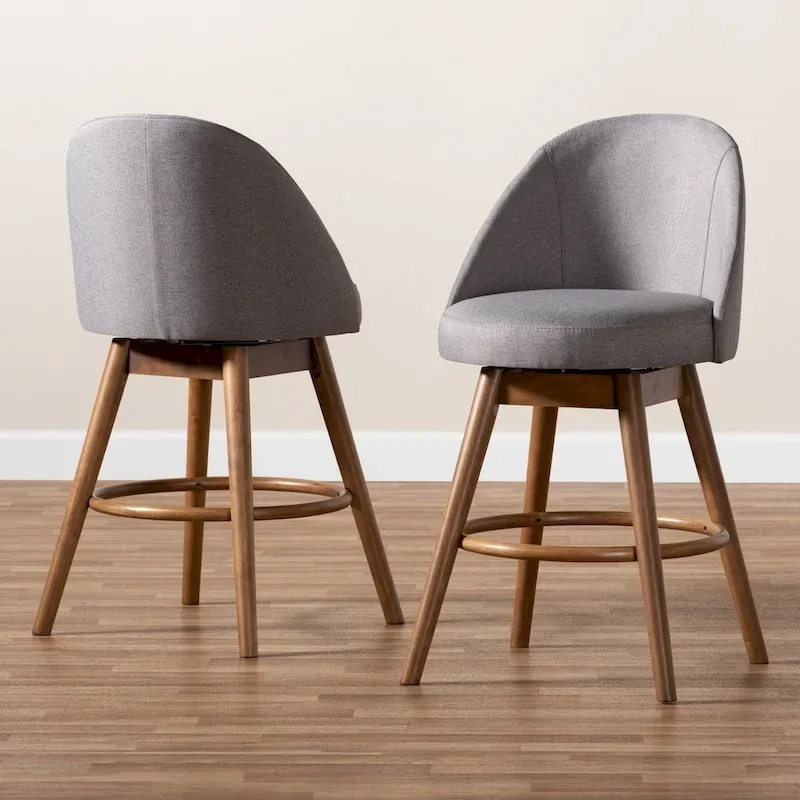 Mid-Century Modern Swivel 2-Piece Counter Stool Set