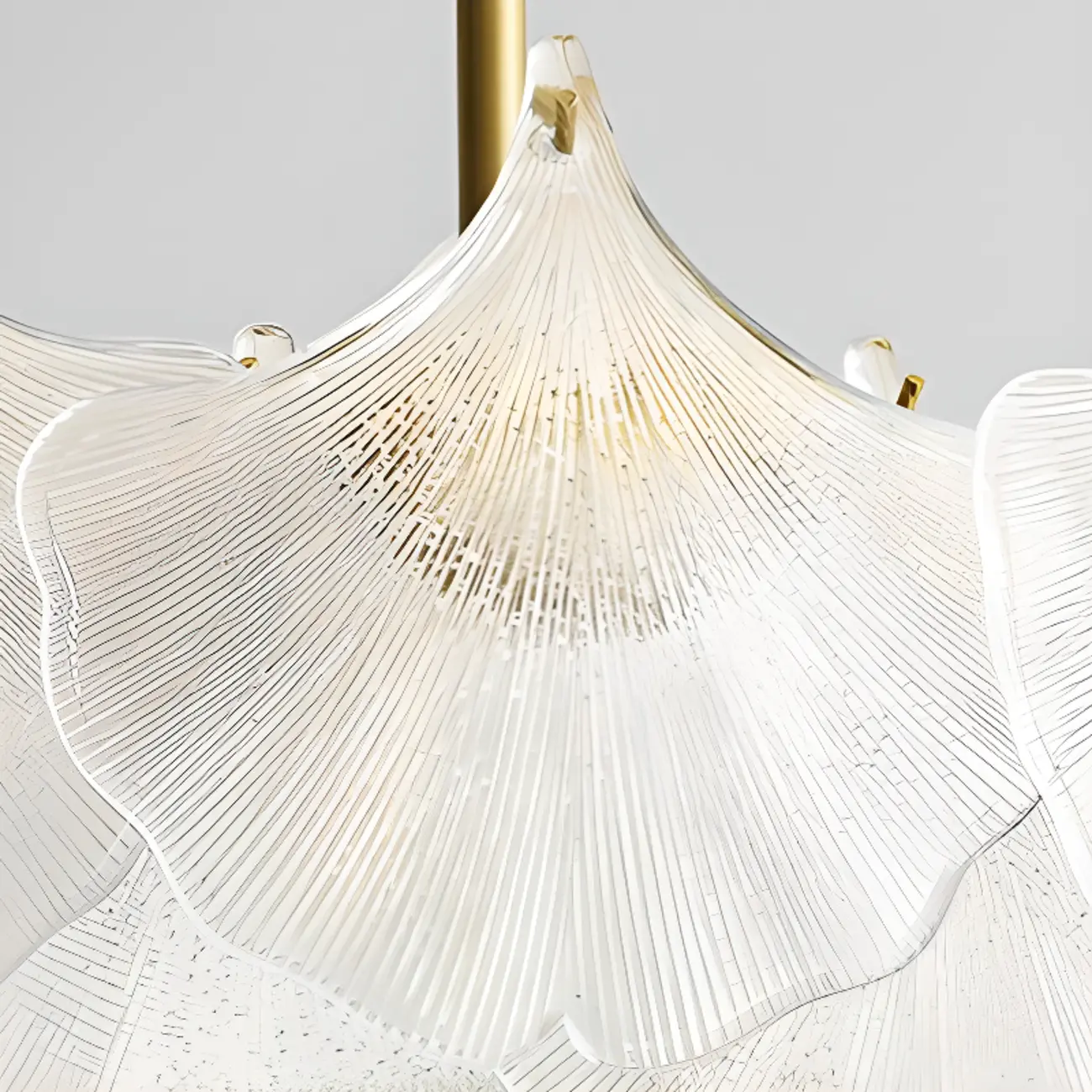 Elegant Gold Glass Leaf Semi Flush Mount Ceiling Light