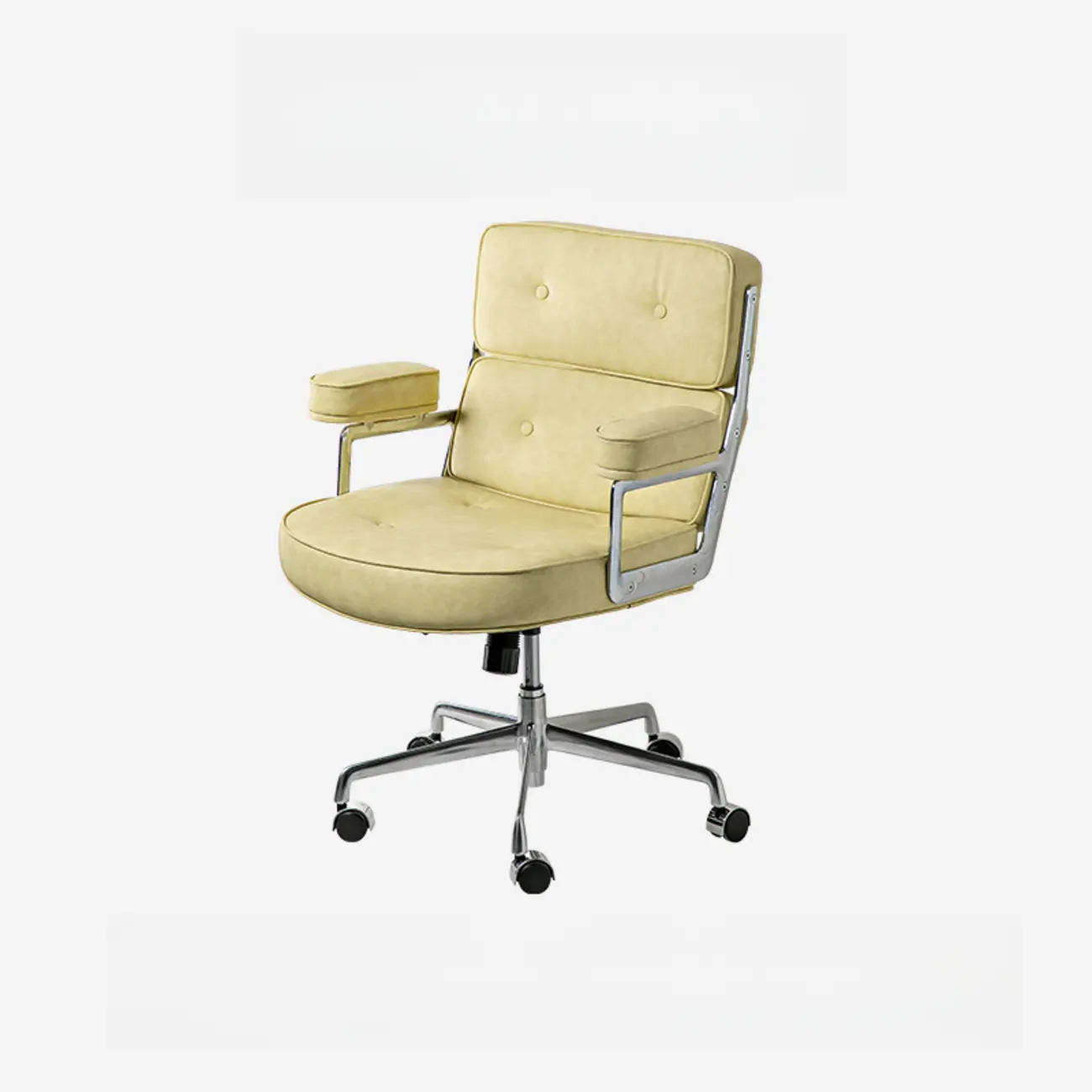 Upholstered Apricot Leather Adjustable Swivel Office Chair