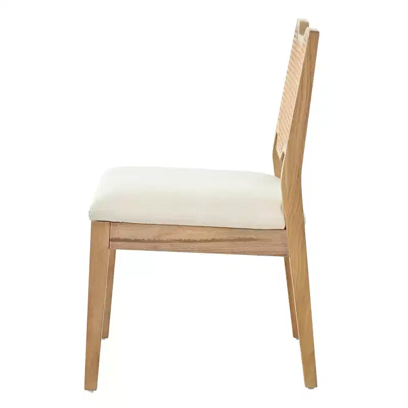 Christopher Knight Home Lea Farmhouse Rubberwood Rattan Upholstered Dining Chairs (Set of 2)