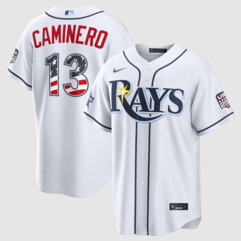 2026 All-Star Edition Stars & Stripes Tampa Bay Rays Junior Caminero White Stadium Jersey