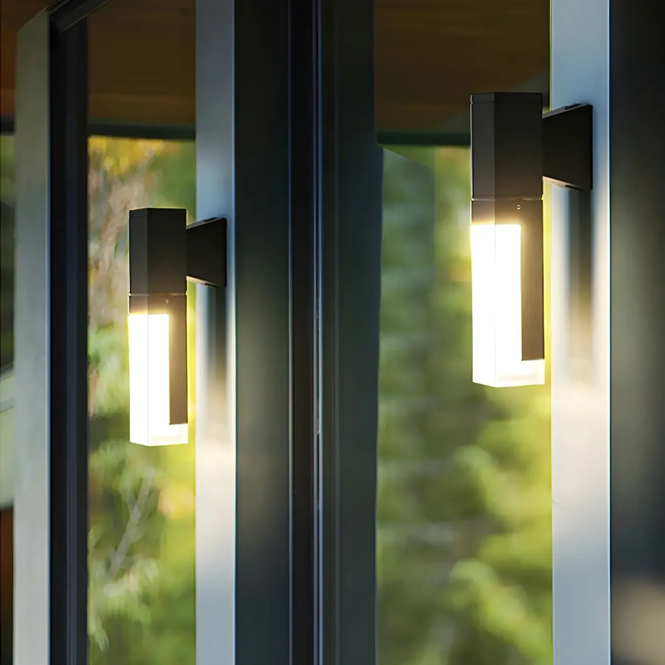 Modern Black Rectangle Acrylic Shade LED Outdoor Wall Light