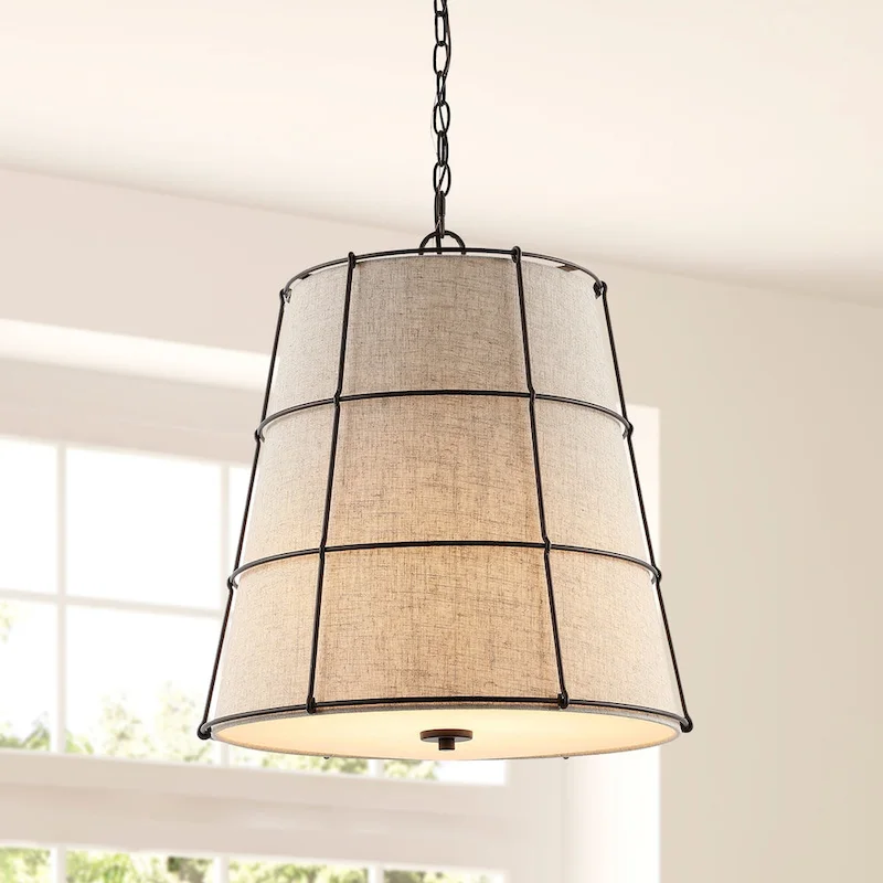 Chadwick 19  3-Light Rustic Farmhouse Iron LED Pendant, Oil Rubbed Bronze by JONATHAN Y - 3 Light