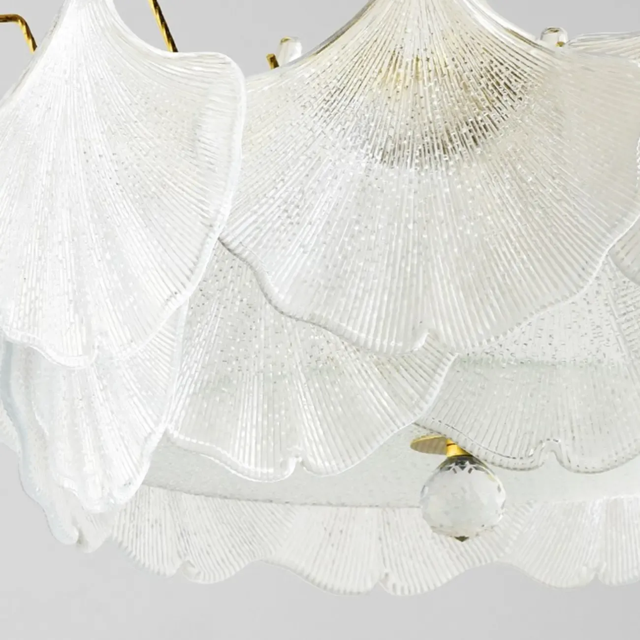 Elegant Gold Glass Leaf Semi Flush Mount Ceiling Light