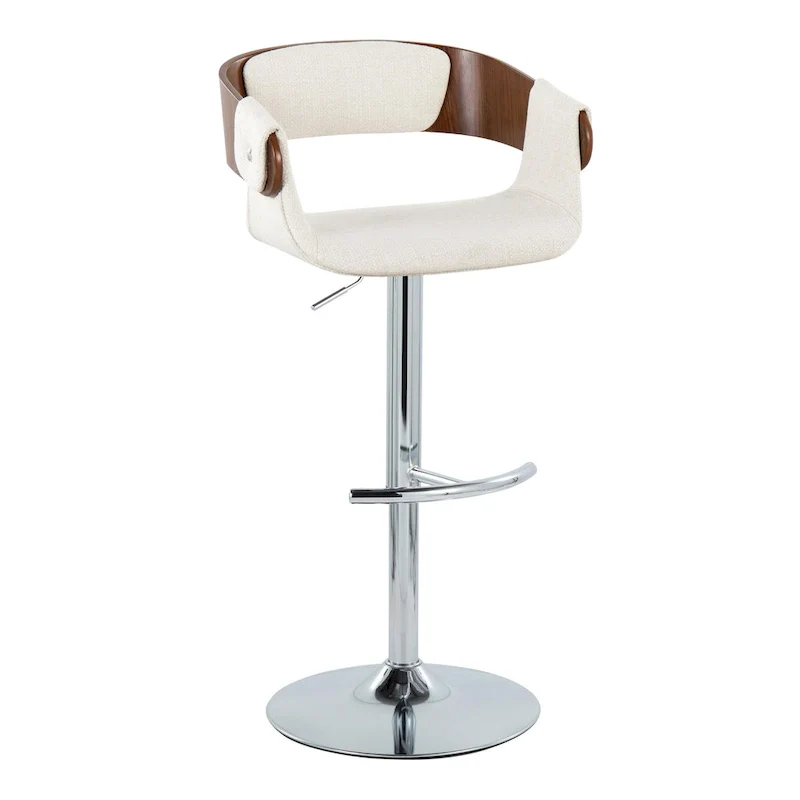 Adjustable Swivel Bar Stool - Grey/Cream Fabric - Single Seat