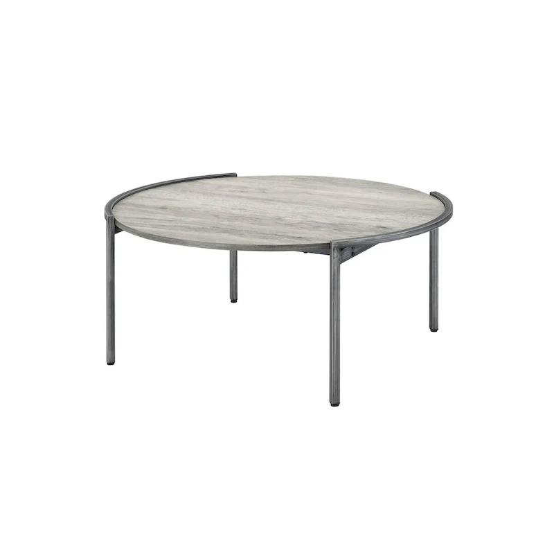 Round Coffee Table - Light Grey - 37 - Steel Frame