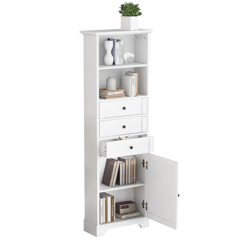 68 Tall Freestanding Bathroom Cabinet with 3 Drawers and Adjustable Shelves