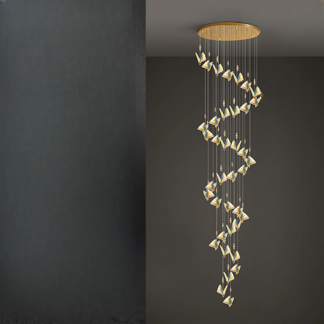 Modern Crystal Linear Butterfly Chandelier Light with Remote