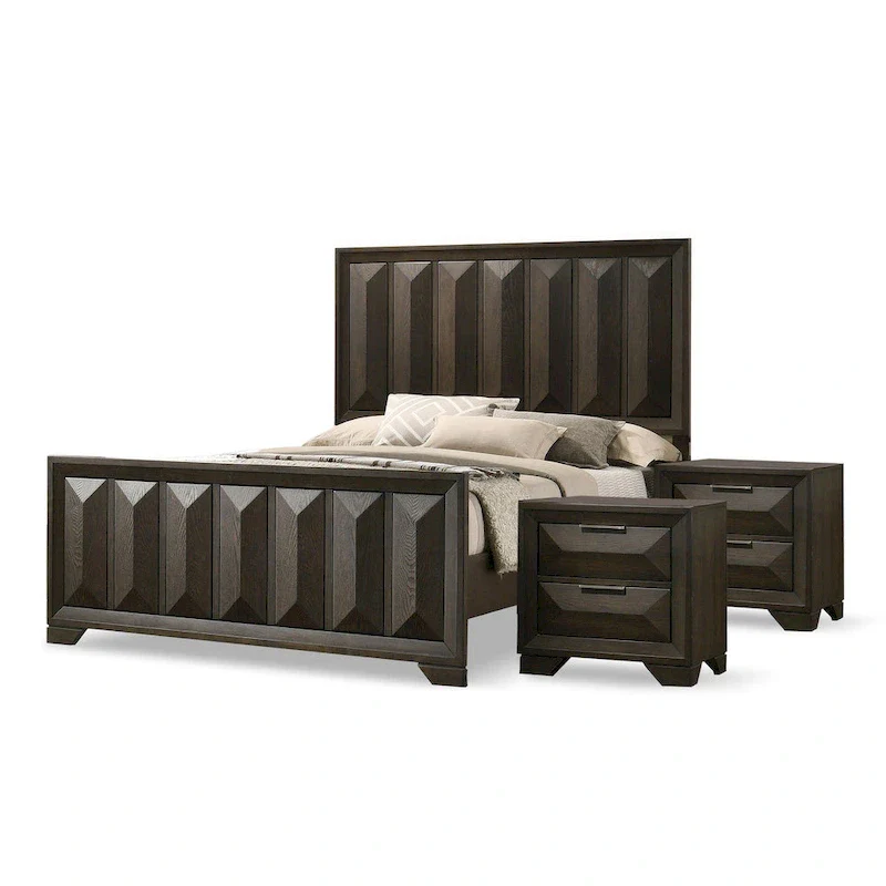 Furniture of America Uppon Transitional Espresso Wood 3-Piece Panel Bedroom Set