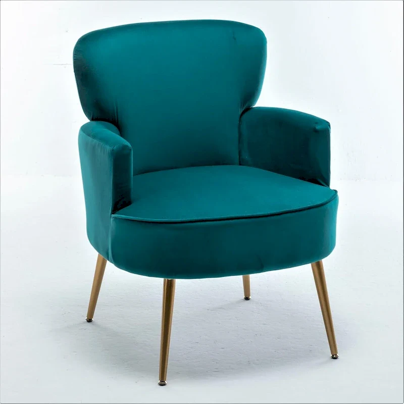 Velvet Accent Chair with Gold Metal Legs