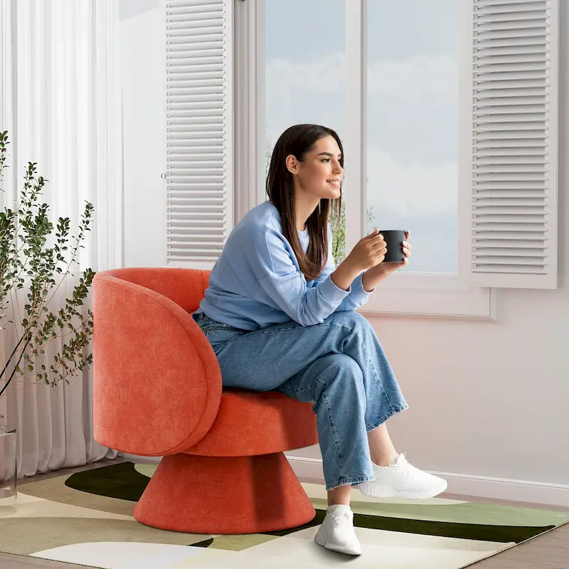 Ouyessir 360 Degree Modern Swivel Cuddle Barrel Sofa Chairs