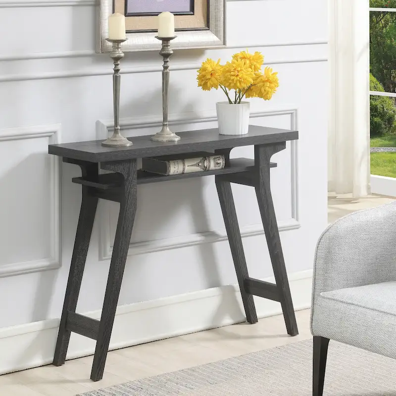 Control console table with shelves