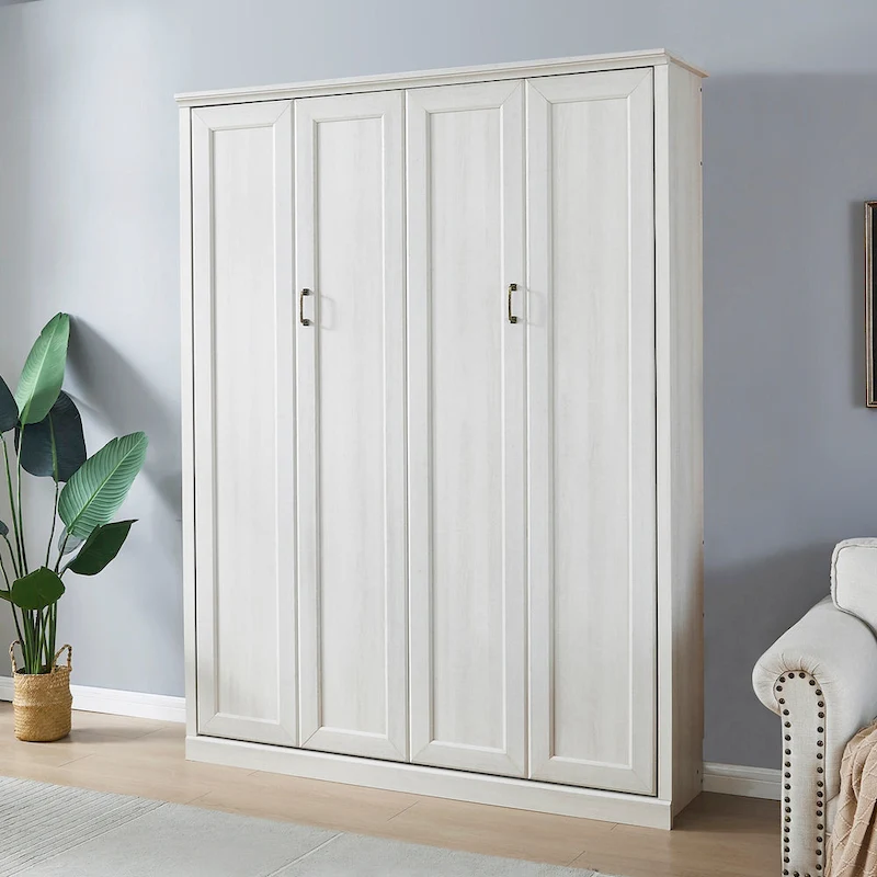 Half Self-Close and Open Murphy Bed Cabinet Space-Saving Bed