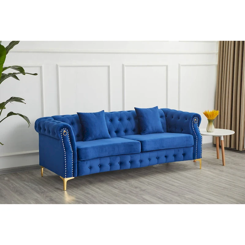 35 D x 85 W x 30.3 H Velvet Chesterfield Button-tufted Sofa