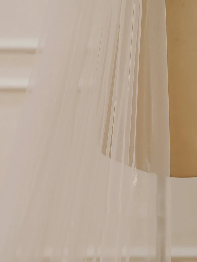 Simple Leaves Lace Chapel Train Veil Bridal Veil Wedding Veil