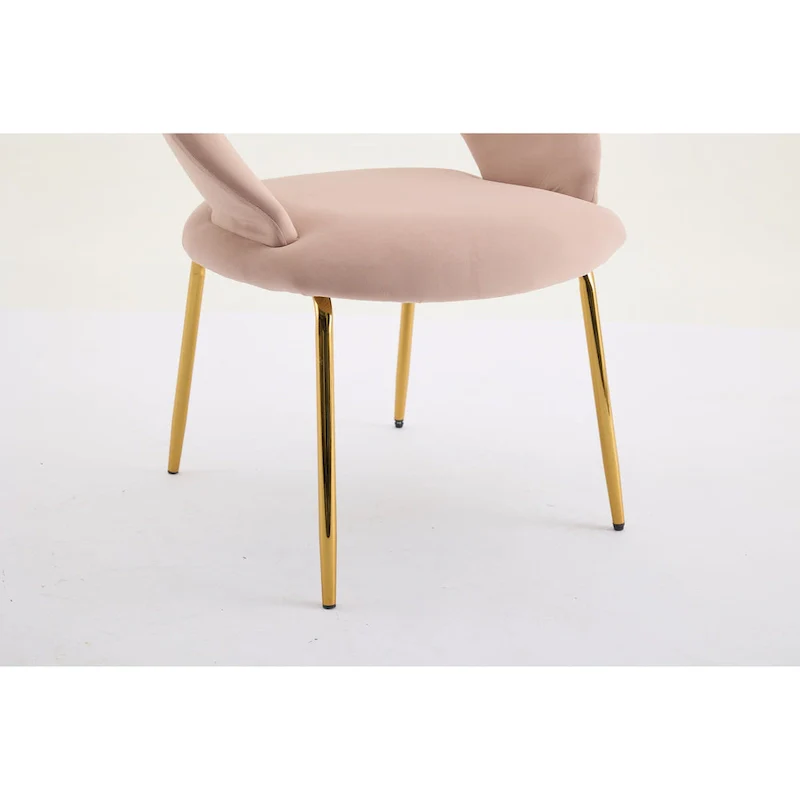 Velvet Dining Chair with Curved Backrest - Gold Legs - Single Seat